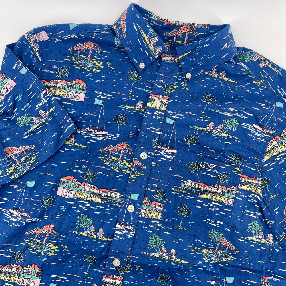 Vineyard Vines Men's Classic Fit Tropical Island Short‎ Sleeve Button Down S